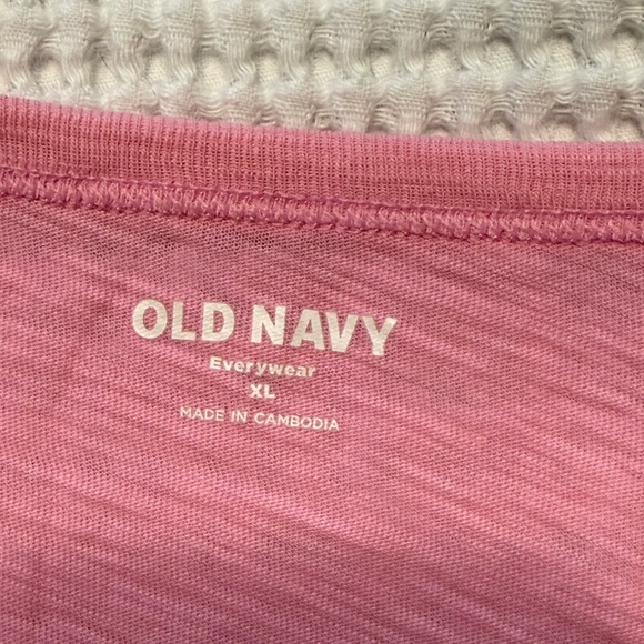 Old Navy Everywear 100% Cotton V-Neck Tee Shirt Top in Pink Flamingo XL - Picture 5 of 5